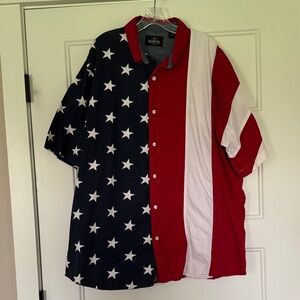 RedHead Men’s Short-Sleeve Americana Flag Button-Down — Red, White, Blue